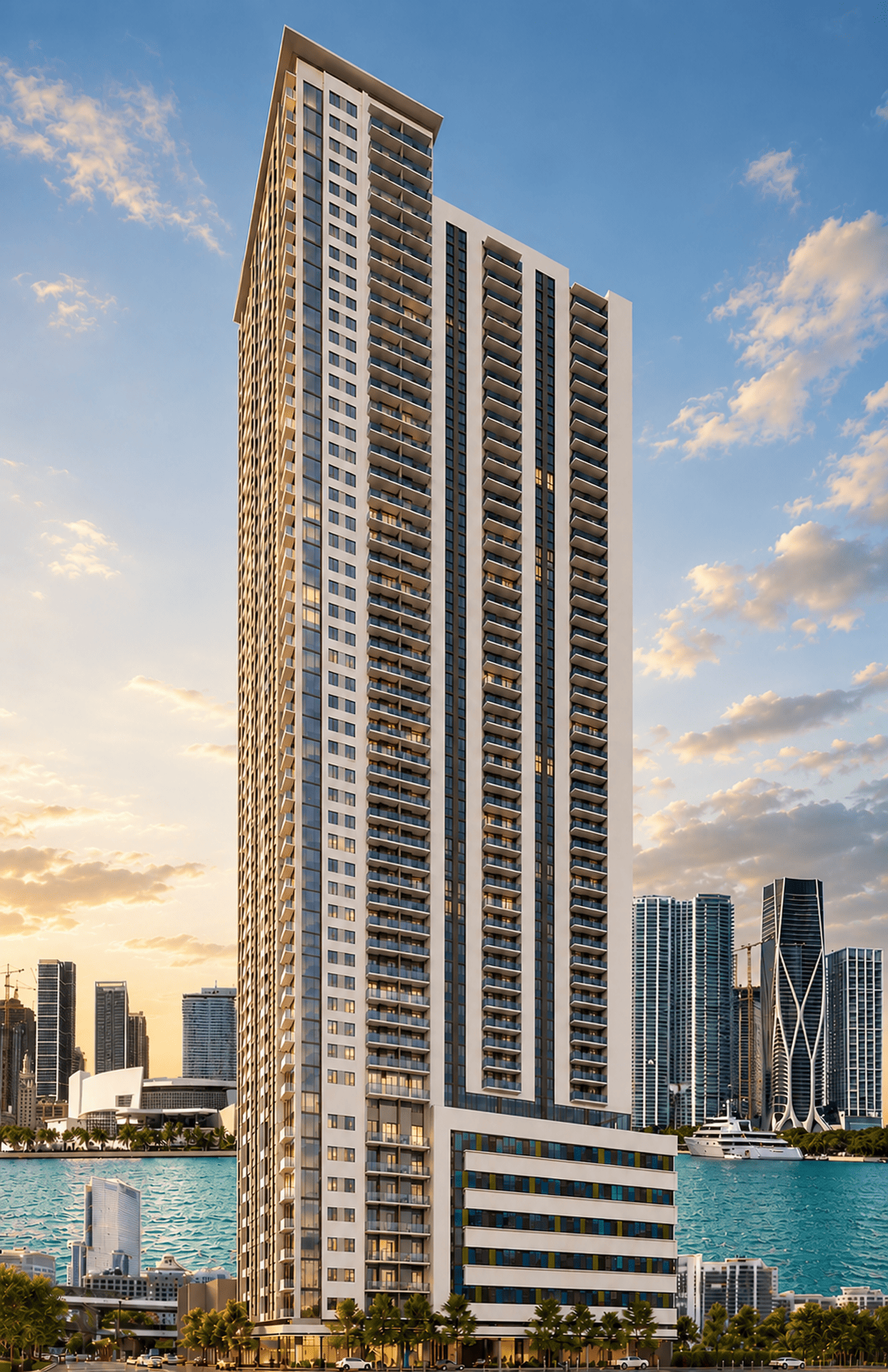 Central Tower, Miami skyline at sunset
